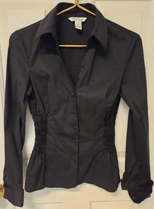 WHITE HOUSE BLACK MARKET BLACK BUTTON DOWN TOP BLOUSE SIZE Small - Picture 1 of 11