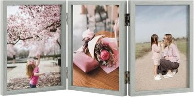 Triple Hinged Frames 3 Folding Picture Frame Stand Vertically Desktop/Tabletop - Image 1 of 4