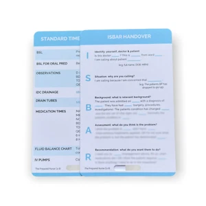 ISBAR Handover, Nursing Handover Guide, Nursing Reference Card, Clinical Cards - Picture 1 of 1