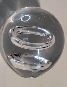 Glass Sweden Lead Crystal Clear Bubble Paperweight Modernist Vintage - Picture 1 of 6