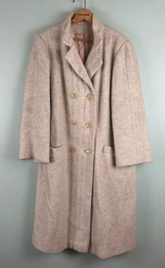 Vintage Ivory Beige Classic Wool Blend Coat Long Womens LG Union USA Made Warm - Picture 1 of 12