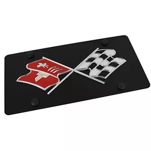 Chevy Corvette C2 Logo License Plate (Black) - Foto 1 di 4