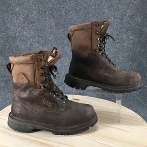 Rocky Boots Mens 9 Wide Combat Brown Leather GoreTex Steel Toe Lace Up Casual - Picture 1 of 21