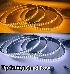 17.5" QUAD ROW Amber+White LED Turn Signal Wheel Rings Lights Set of 4(Metal) - Picture 1 of 9