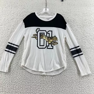 Old Navy Girls Sz Large 10/12 LS Baseball Style Tshirt Gold Tiger Black White - Picture 1 of 6
