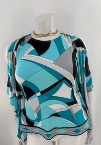 Michael Kors Blouse Top Womens Small Blue Stretch Cold Shoulder Round Neck - Picture 1 of 6