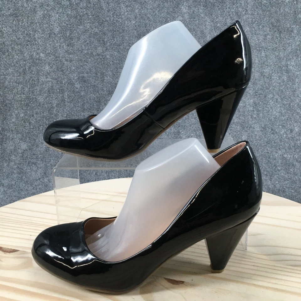 Смешать нет 6 высоких каблуках женщин 9 повседневный насосы комфорт черный лакированная кожа без шнуровки - Изображение 1 из 4