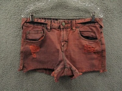 Pantalones Cortos Free People Jean Denim Corte Rojo Rosa Envejecido Dobladillo Crudo Mujer Talla 28 Foto 1 de 4