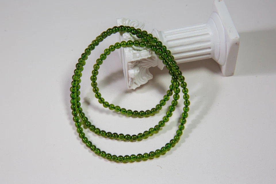 Collar de cuentas de diopsido de cromo verde de alta calidad de 3,8 mm / Pulsera de 3 envolturas | 透辉石项链 Foto 1 de 4