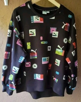 NUEVO CON ETIQUETAS PUMA MUJER MARCA LOVE OVERSIZE AOP CREW 534351 Talla XS (Se adapta como mediana)  Foto 1 de 3