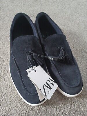 Zara Man NEW With Tags Suede Loafers Slip On Shoes Navy Blue 42 UK8 • 42.15€