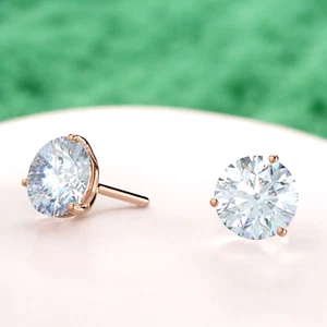 Pendiente de diamantes cultivados en laboratorio IGI/HRD tachuelas Martini corte redondo de 2,00 quilates de oro rosa de 14 quilates - Imagen 1 de 6