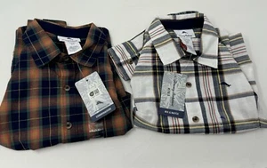 Brand New w/tags Lot of 2 Tommy Bahama Boys Long Sleeve Shirts Brown & White - Picture 1 of 9
