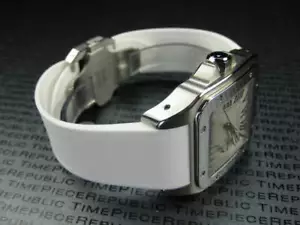 24,5 mm PU Correa de goma CARTIER SANTOS 100 Cronógrafo Reloj de buceo Banda Blanco x1 - Imagen 1 de 7
