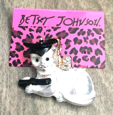 Betsey Johnson Diseñador Esmalte Gatito Gato Colgante y Broche Prendedor ¡Nuevo Cutie! Foto 1 de 2