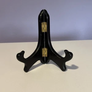 Stained Black Wood Hinged Photo Easel Stand 5”H x 4 1/2”W Used - Picture 1 of 10