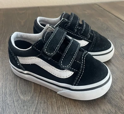 Vans Old Skool V Niño Pequeño Talla 6.0 Negro Blanco Gancho y Lazo Zapatos Gamuza Lona Foto 1 de 4