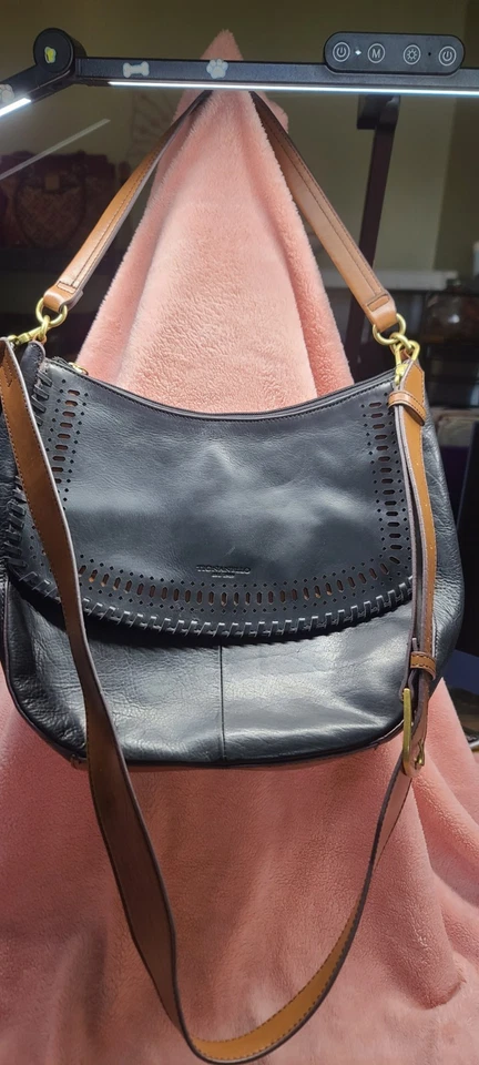 Bolso Tignanello Boho Saddle, Marrón Negro Bandolera de Hombro Occidental Impecable Foto 1 de 4