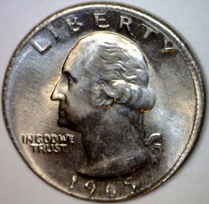 1965 ERROR Broadstruck Washington Quarter NICE CH BU Coin Brd Struck #5 NR - Picture 1 of 4
