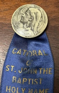 Cathedral of St. John the Baptist Holy Name Society Parson NJ Button Ribbon - Picture 1 of 5