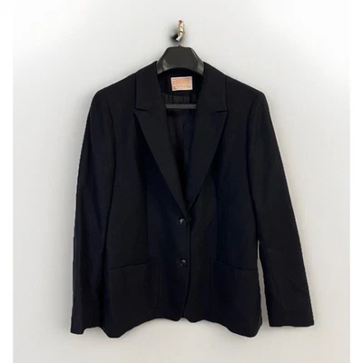 Vintage Pendleton Wool Blazer Women 12 Black Polyester Lined Jacket Made In USA - Image 1 of 4