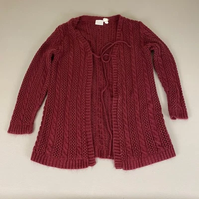 Винтажный SONOMA кабель вязаный кардиган свитер женщин большой бордовый ферма страны - Изображение 1 из 4