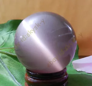40mm Purple Mexican Opal Cat's Eye Sphere Crystal Ball /Gemstone + Stand - Picture 1 of 2