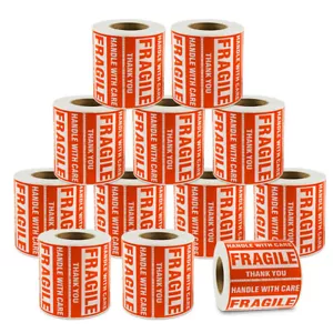 2"x3" FRAGILE Handle With Care Stickers 500/Roll Self Stick Labels 1000-20000Pcs - Picture 1 of 6