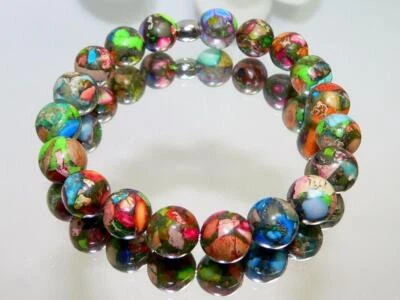 Armband Impression Imperial Jaspis multicolor mehrfarbig bunt Stretch Gummi 188. - Bild 1 von 4