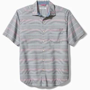 $115 Tommy Bahama Men's Short Sleeve Stripe Island Shirt Cotton Multicolor - S - Picture 1 of 5