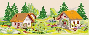 DIY Cross Stitch Kit "Summer landscape" with Printed Tapestry Canvas, 7.9"x19.7" - Picture 1 of 1