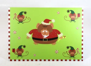 Tarjeta de felicitación Monkey Santa Christmas FLUFF - Imagen 1 de 3