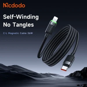 Mcdodo 36W Magnetic USB-C Fast Charging Cable Self-Winding Durable LED Data Cord - Picture 1 of 21