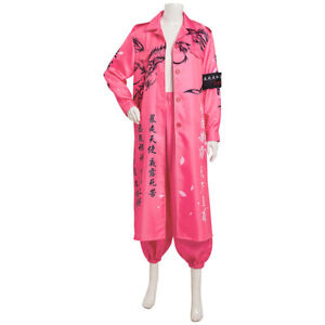 Japanese Bosozoku Kimono Cosplay Costume Pink Coat Pants Outfits Halloween Suit