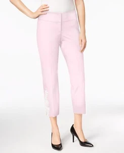 Alfani Womens Applique Ankle Pants Size:10 Color:Silver Peony - Picture 1 of 2
