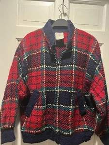 Vtg BOYNE VALLEY WEAVERS Jacket Ireland Handmade Women P Med Wool Knit Zip - Picture 1 of 8