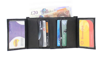 NEU RFID HERREN SMART QUALITÄT SCHWARZ LEDER GELDBÖRSE KREDITKARTENETUI UK LAGER 87 - Bild 1 von 4