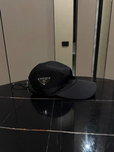Prada Cap 5 Panel Nylon Mesh Black Size M - Picture 1 of 10