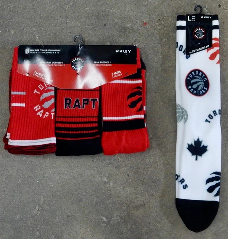 4 Pack Toronto Raptors Crew Socks NBA Jersey Panel White Team Home Away Red Cover