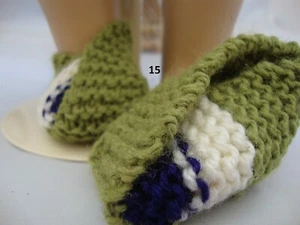 Hand Knit Slip On Slippers fits 18" as American Girl Doll Olive, Purple, White - Picture 1 of 1