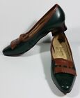 Vtg Johansen Green Brown Leather Tassle Loafer Flats Dress Shoes Ladies 8.5 M