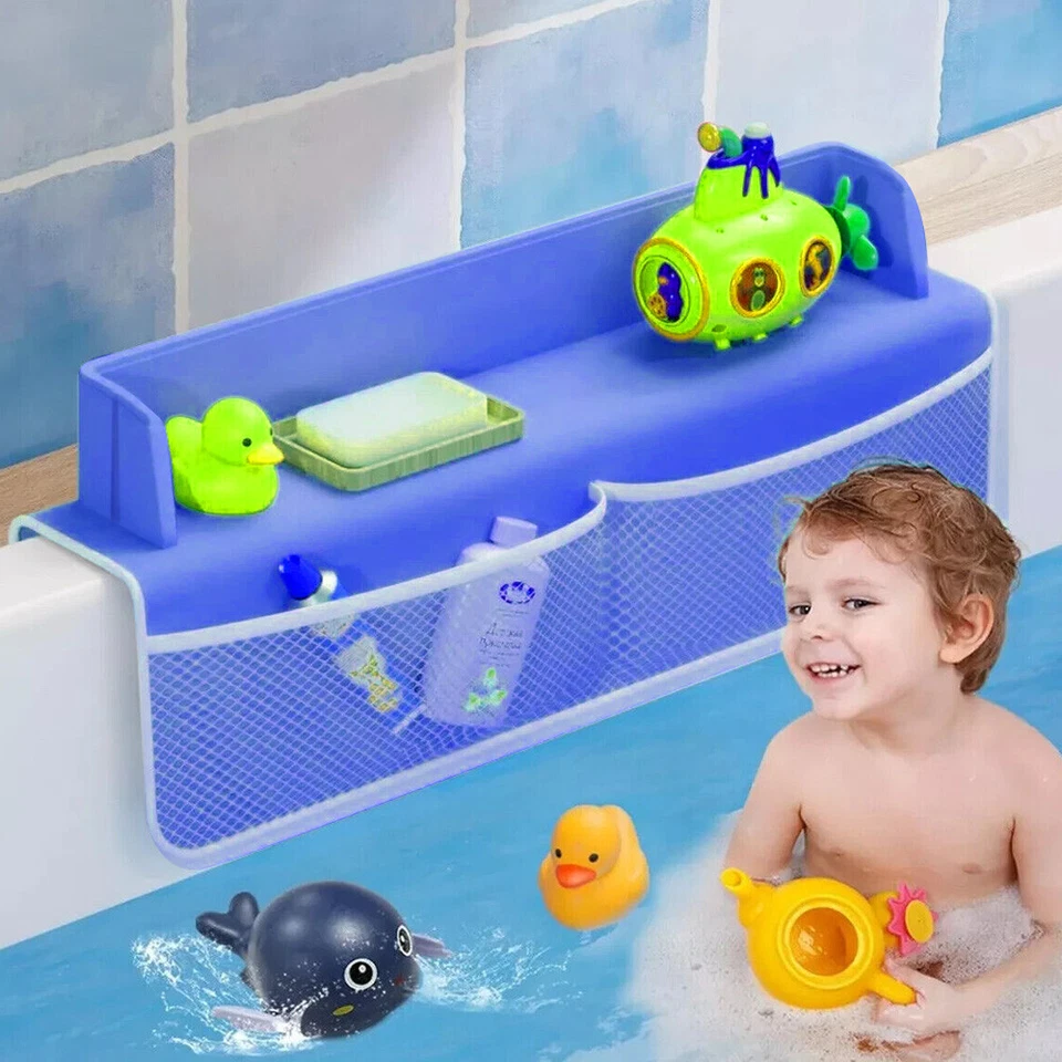 Silicone Bathtub Splash Guard With with Bath Toy Mesh Bathtub Toys Storage - Image 1 of 4
