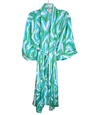 Bata Larga Diane Von Furstenberg Mujer Target Verde Satén Disco Cebra S Sin Cinturón Foto 1 de 4