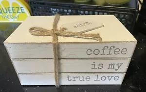 Wood Book Stack Coffee Lover - Picture 1 of 7