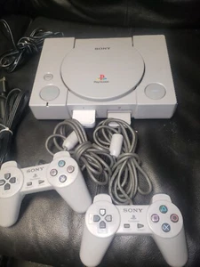 Sony PlayStation PS1 One Console Controller Tested Working 2 Controls & 5 games - Picture 1 of 12