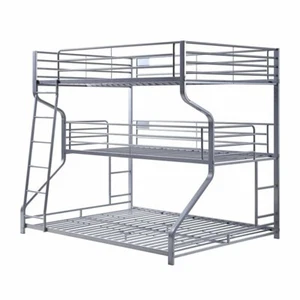 ACME Caius II Metal Frame Triple Bunk Bed in Silver - Picture 1 of 4