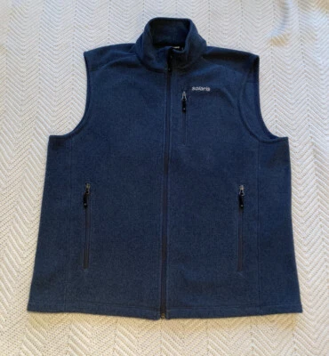 Solaris Mens Large Fleece Full Zip Vest Heather Blue Heavyweight Pockets EUC - Image 1 of 4