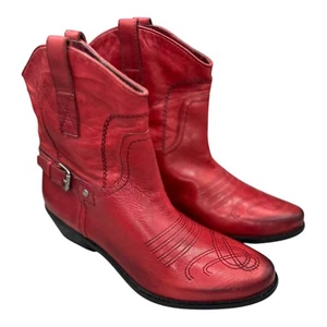 Botín vaquero vaquero occidental Franco Sarto para mujer rojo de cuero Waco en punta 7 - Imagen 1 de 15