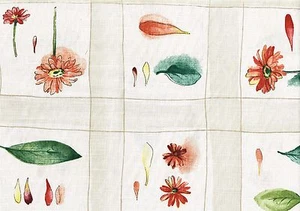 Covington Fabric Beige White Red Green Yellow  Cotton  Drapery  Upholstery  - Picture 1 of 2