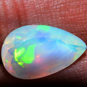 2.98 Cts Natural Ethiopia Opal Flashy Colors Top Quality Pear Cut Loose Gemstone